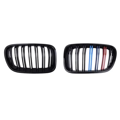 Car Black Front Hood Kidney Double Line Grill Mesh Sport Racing Grills for-BMW X3 F25 2010-2014 M Style