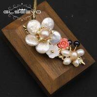 Glseevo Natural Freshwater Pearl coral Hair accessories for women Flowers Butterfly hairpin luxur ywedding decoration jewelr GH