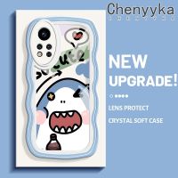 Chenyyka เคสสำหรับ Infinix Note 12i เคสการ์ตูตูนน่ารัก ฉลามใหม่มาการองขอบคลื่นกันกระแทกใสนิ่มเคสมือถือโปร่งใส กล้องถ่ายรูปฝาครอบป้องกันซิลิก้าเจล