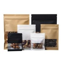 【DT】 hot  100Pcs/Lot Kraft Zip Lock Bags with Window Tear Notch Resealable Food Snacks Candy Tea Heat Seal Packing Retail Storage Bags