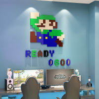 (HOT) ตกแต่งตกแต่งห้อง E-Sports Super Mario สติ๊กเกอร์ติดผนังอาเขตไอเดียวิดีโอเกม 3d สติกเกอร์อะคริลิคสามมิติ