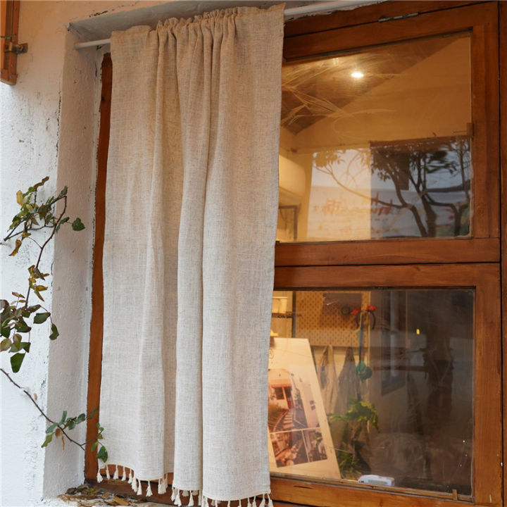ผ้าฝ้ายผ้าลินิน-boho-ผ้าม่านประตูที่มีพู่ก้านกระเป๋าหนาบ้านไร่ม่านกรองแสงสำหรับห้องนอนและห้องนั่งเล่น-tj9409