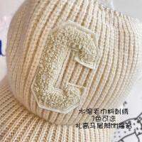 Han Guochao card affixed cloth knitted cap C letters autumn winter warm earmuffs empty baseball cap hat students