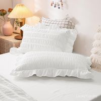 【Ready Stock】1Pair New Korean Style Ins High Quality Princess White Bedding Pillow Cover Ruffle Pillow Case Cover