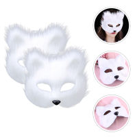 Qifull 2pcs Fox Masquerade Plush Carnival Party เครื่องแต่งกายอุปกรณ์เสริม