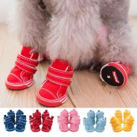 COD SDFGDERGRER 4pcs/set Dog Canvas Pet Shoes Sports Anti-slip Boots Walking Shoes Design Puppy Shoes Pet Supplies