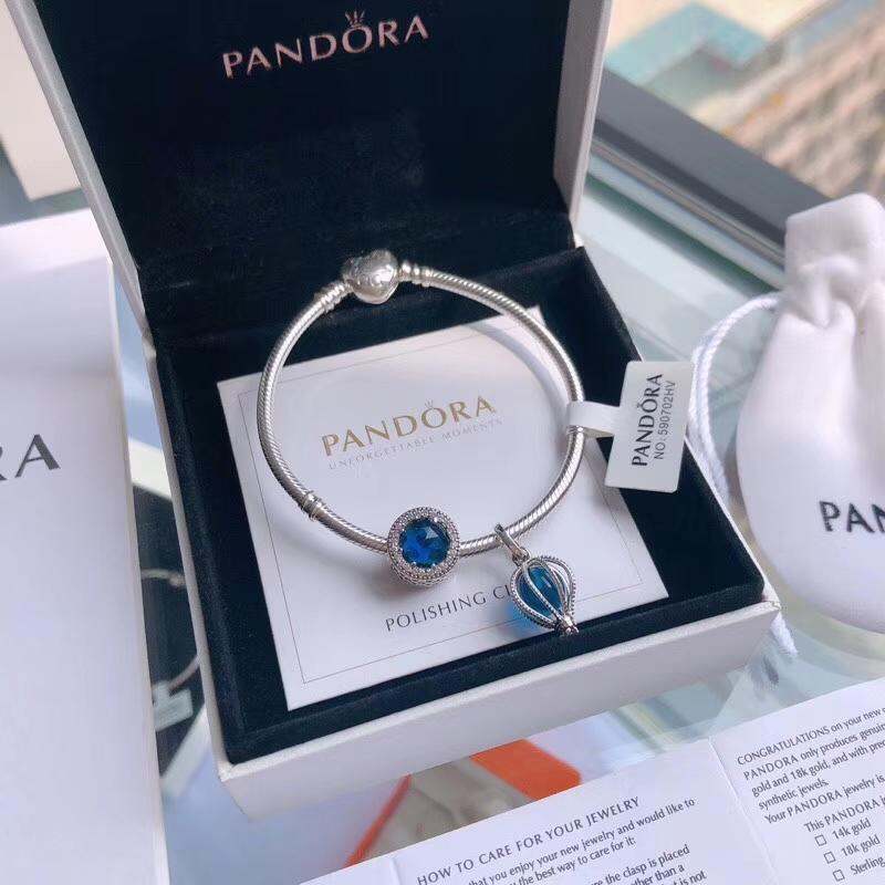 100% Originalคลังสินค้าพร้อมPandora_bracelet_Bracelet_Bracelet_Blue Hot AirบอลลูนCat Eyeสร้องข้อมือลายงู