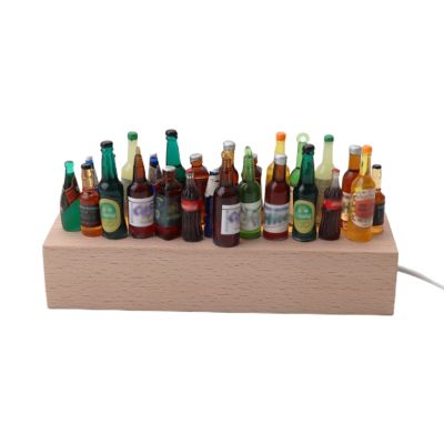 Led Solid Wood Base + 30 Resin Wine Bottles Creative Decoration Material Package Bedside Car Bar Decoration Lamp Decor