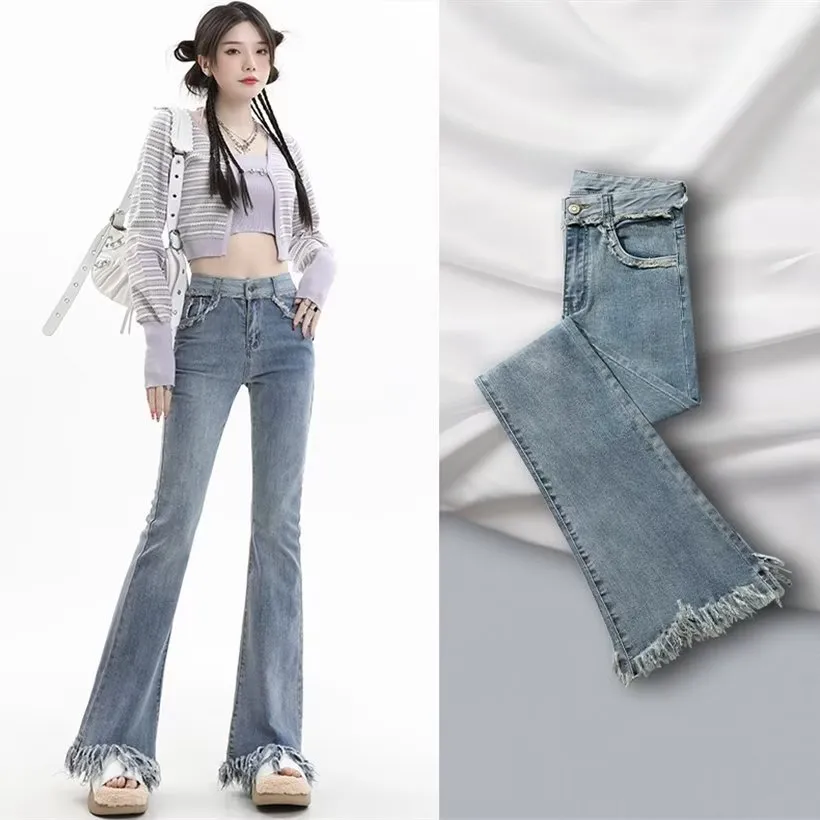 Baby Blue Bell Bottom Flare Jeans - Small / Baby Blue