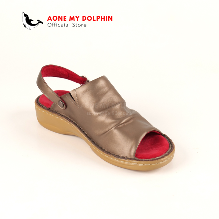 aone-my-dolphin-ลิขสิทธิ์แท้-wd74-รองเท้าหนังแท้-รองเท้าเพื่อสุขภาพ-รองเท้าส้นแบนแบบรัดส้น-พื้นนุ่มพิเศษ-ใส่สบายเท้า