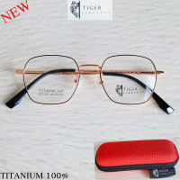 แว่นตา สำหรับตัดเลนส์ แว่นสายตา กรอบแว่นตา Fashion รุ่น TIGER 3302 สีดำตัดทอง กรอบเต็ม Rectangle ทรงสวย ขาข้อต่อ ไทเทเนียม ตัดเลนส์ทุกชนิด