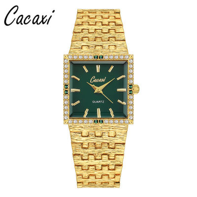 นาฬิกาแฟชั่นผู้หญิง2023นาฬิกาสี่เหลี่ยมย้อนยุคใหม่ผู้หญิงนาฬิกาเพชรสีเขียวแฟชั่นใหม่