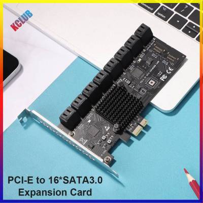 16พอร์ต PCIE การ์ดขยายตัวควบคุม PCIe อะแดปเตอร์ SATA3.0 6Gbps สำหรับพีซีตั้งโต๊ะ