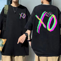 เดอะวีกเอนด์เสื้อยืด Xo ลายกราฟิกสองด้านขนาดใหญ่พิเศษสำหรับผู้ชายเสื้อยืดลำลองคอกลมสำหรับผู้หญิงเสื้อยืดโอเวอร์ไซส์ฮิปฮอปฤดูร้อน