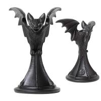 Gothic Bat Candle Holder Figurines Tea Light Candlestick Resin Decor Realistic Decorative Ornaments for Halloween Theme Parties and Haunted House great gift