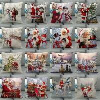 2022 New Year Christmas Ornaments Tree Elk Santa Claus Pattern Print Throw Cushion Cover Christmas Sofa Home Decor Accessories