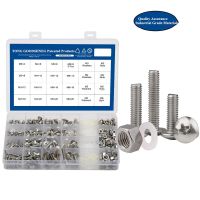 304Stainless Steel Machine Screw Kit Cross Recessed Truss Mushroom Head Machine Screw With Nut Nylon Washer Household Hardware Nails Screws  Fasteners