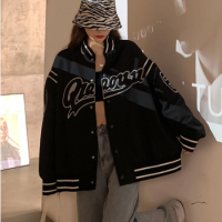 2021 New retro embroidery baseball uniform clothes hip hop loose clothes women Jackets outerwear fashion oversized Jackets