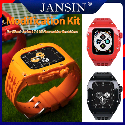 jansin 44mm 45mm สายนาฬิกา สำหรับ Apple Watch Band สาย ยางสายและเคสป้องกัน Modification Kit สีใส เคส For i Watch Series 8 7 SE2 6 5 4