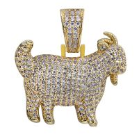 TOPGRILLZ Shiny Trendy Goat Animal Pendant Necklace Charms For Men Women Gold Silver Color Cubic Zircon Hip Hop Jewelry Gifts