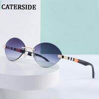 {Paopao glasses}CATERSIDE 2022แว่นตากันแดดแฟชั่นผู้หญิงรูปไข่ขนาดเล็ก Rimless Vintage Lady Sun แว่นตาคลาสสิกยี่ห้อ Designer Shades แว่นตา UV400