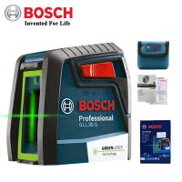 Bosch เลเซอร์ GLL30G เลเซอร์ความแม่นยำระดับสูงสีเขียวเครื่องมือสองเส้นแนวนอนและแนวตั้งปรับระดับอัตโนมัติในร่มหรือกลางแจ้ง