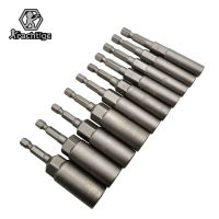 15Pcs / 10Pcs 80mm Length Deepen Power Nut Driver Drill Bit Set 5.5-19MM Impact Socket Adapter For Power Tools 6.35MM Hex Drills  Drivers