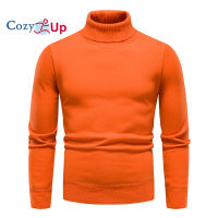 Cozy Up เสื้อกันหนาวสีทึบผู้ชายแขนยาวคอเต่าสลิมฟิตโพลีเอสเตอร์นุ่ม