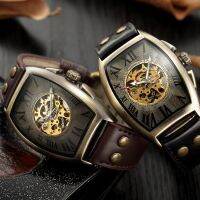 shenghua 9268 new mens mechanical watch belt rivet buckle fashion mens bronze watch —D0517