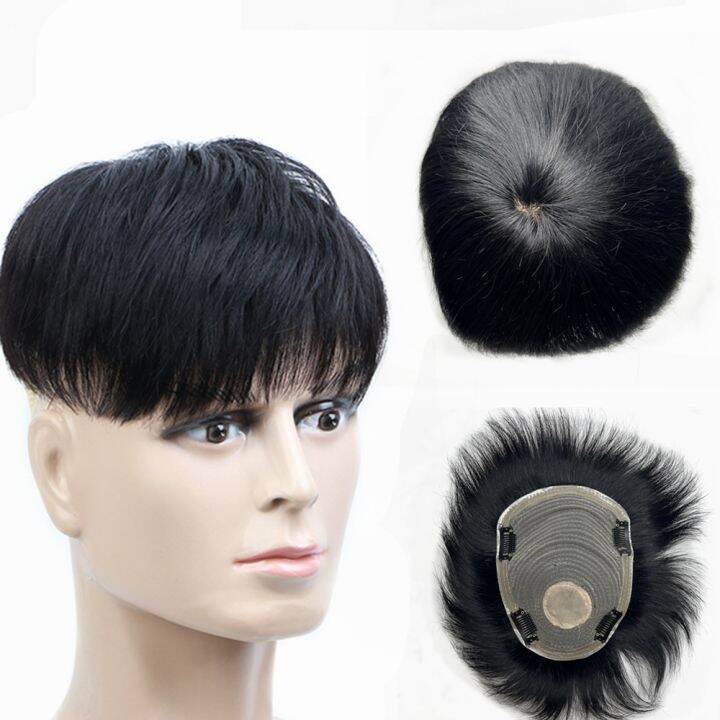【hot】 Men's Wig Thick Human Hair Toupee with PU Around System
