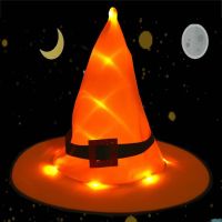Halloween Witch Hat with LED Light Glowing Witch Hat for Indoor Outdoor Garden Trees Party Decor Halloween Decorations Witch Hat