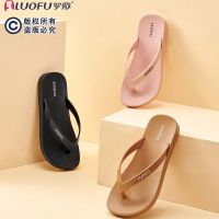 Hot sale 2023 New Fashion version luofu Luofu new flip flops womens flat fashion outing non-slip flip-flops beach seaside indoor sandals and slippers