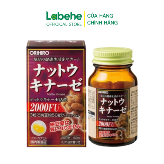 Viên uống nattokinase 2000 fu orihiro 60 viên giúp hỗ trợ phòng ngừa tai - ảnh sản phẩm 1