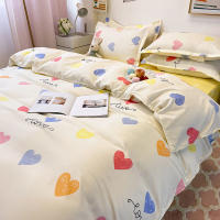 Modern Duvet Cover Set with Flat Sheet Pillowcase Bedding Set Sweetheart Boys Girls Single Double Queen Size Home Bedclothes