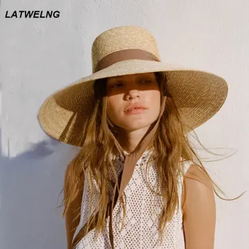 Summer Wide Brim White Straw Hats Big Sun Hats For Women Uv