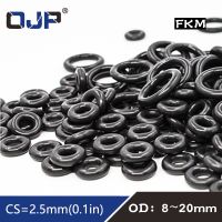 10PCS/lot Fluorine rubber Ring Black FKM Seal OD8/9/10/11/12/13/14/15/16/17/18/19/20x2.5mm Rubber O-Ring Seal Oil Ring Gaskets