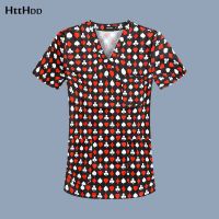 Hospital nursing Scrubs Tops Print Scrub Shirt Breathable Soft Beauty Salon Work Uniform Dentistry Pet Doctor Overalls Clothes New