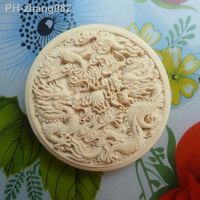 Natural leaflet boxwood wood carving double dragon pearl pendant handicrafts accessories