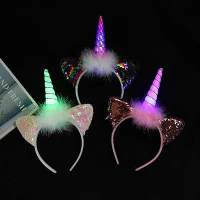 Unicorn Hairband Kids Dress Up Girl Unicorn Hair Accessory Unicorn Theme Party Unicorn Headband Sequin Headband