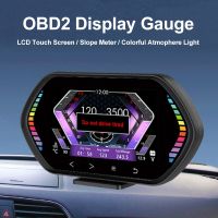 F12 HUD จอแสดง OBD2สำหรับรถยนต์มาตรวัดมิเตอร์วัดรอบต่อนาทีเชื้อเพลิงมาตรวัด GPS เครื่องวัดความเร็วดิจิตอลเอียงบนคอมพิวเตอร์บอร์ด