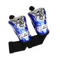 2pcs golf hybrid head cover UT headcovers skull design with interchangeable tag number 3,4,5,7,X