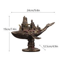 Resin Retro American Steam Punk Whale Boat Steampunk Figurines Interior Home Office Desktop Decor Object Accessories