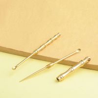 1Pc Portable Multifunctional One-piece Ear Spoon Toothpick Combination Pure Brass Toothpick Ear Spoon Ear Pick Set Key Chain