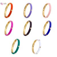 24K Gold Plated Silver Slim Enamel Rings Light Luxury White Purple Pink Blue Rings For Women Wedding Anniversary Jewelry Gift