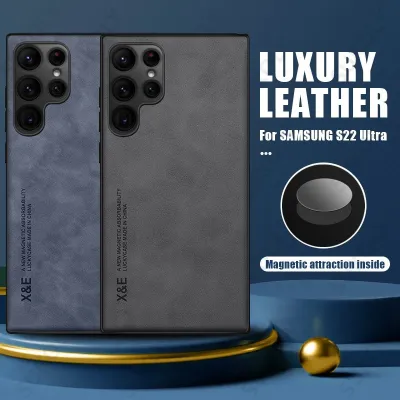 Leather Case For Samsung Galaxy S22 S23 Ultra S21 Plus S20 S23 FE A53 A13 A52 A73 A51 A54 Note 20 Magnetic Sheepskin Phone Cover