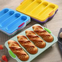 【CW】 Baking Mold Food Grade 4 Grids Baguettes Silicone Mould Tray Anti-scalding Non-stick Bread Molds Accessories