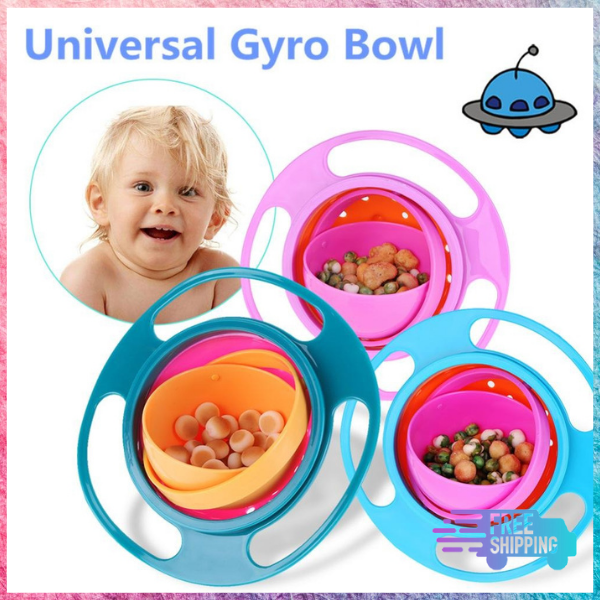 Magic Gyro Bowl, Spill-Proof Bowl With Lid, Plastic Creative Dishes,  Practicing Feeding Bowls, Baby Universal Gyro Bowl, Magic Gyro Bowl