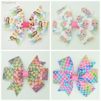 ﹍ SUPWRF 3.1 39; 39; Mermaid scale kids hair accessories hair bows With Clip hair ties Printed Ribbon headwear wholesale 20 PCS T0929