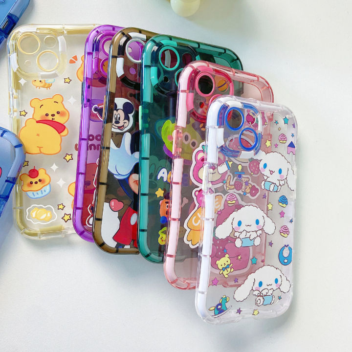 เคสขอบสีเรืองแสง-งานสกรีนลายการ์ตูน-พร้อมส่งจากไทย-สำหรับรุ่น-i13-13pro-i13promax-i14-i14pro-i14promax