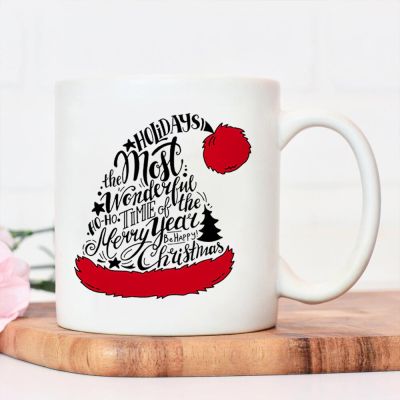 Christmas Hat Ceramic Mugs Navidad Merry Water Cup Christmas Decorations for Home 2022 Xmas Coffee Cups New Year Gifts